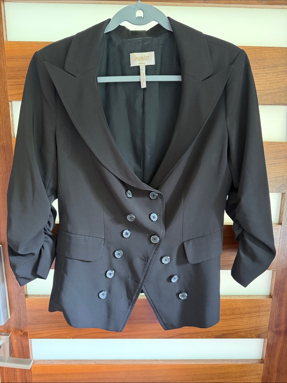Laundry By Shelli Segal Black Double-Breasted Tailored Blazer
